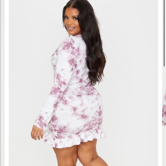 PLT Plus Purple Tie Dye Mini Frill Hem Dress - Picture 2 of 3